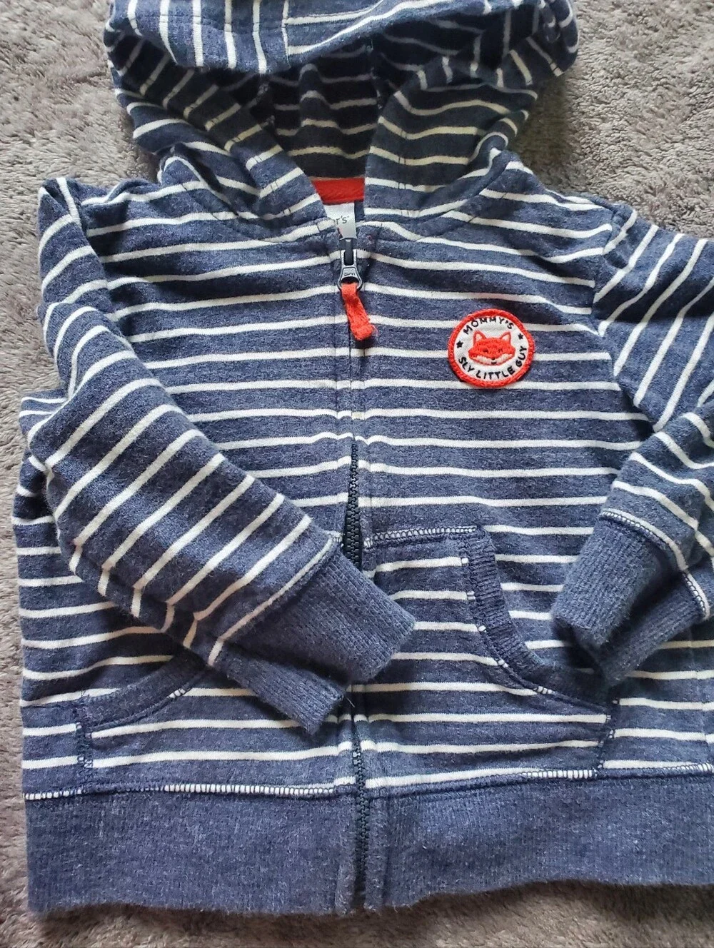 Carter's Baby Boy 12-18M Striped Hoodie Set - Light Aqua & Navy